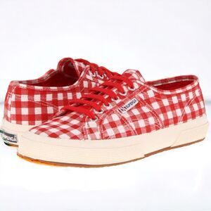 Cute! Superga 2750 Striped and Checked Checked Red Gingham Sneaker EU 36 US 6